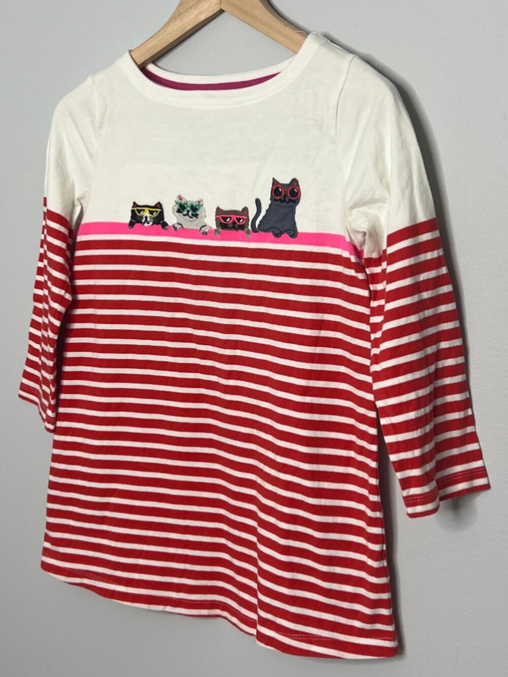 Mini Boden Cats in Sunglasses Applique Tunic Top Girls size 11-12